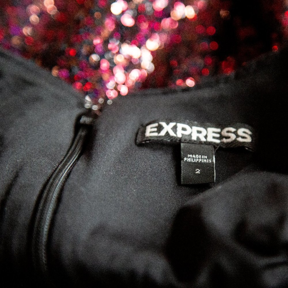 Express Red Sequin Cocktail Dress